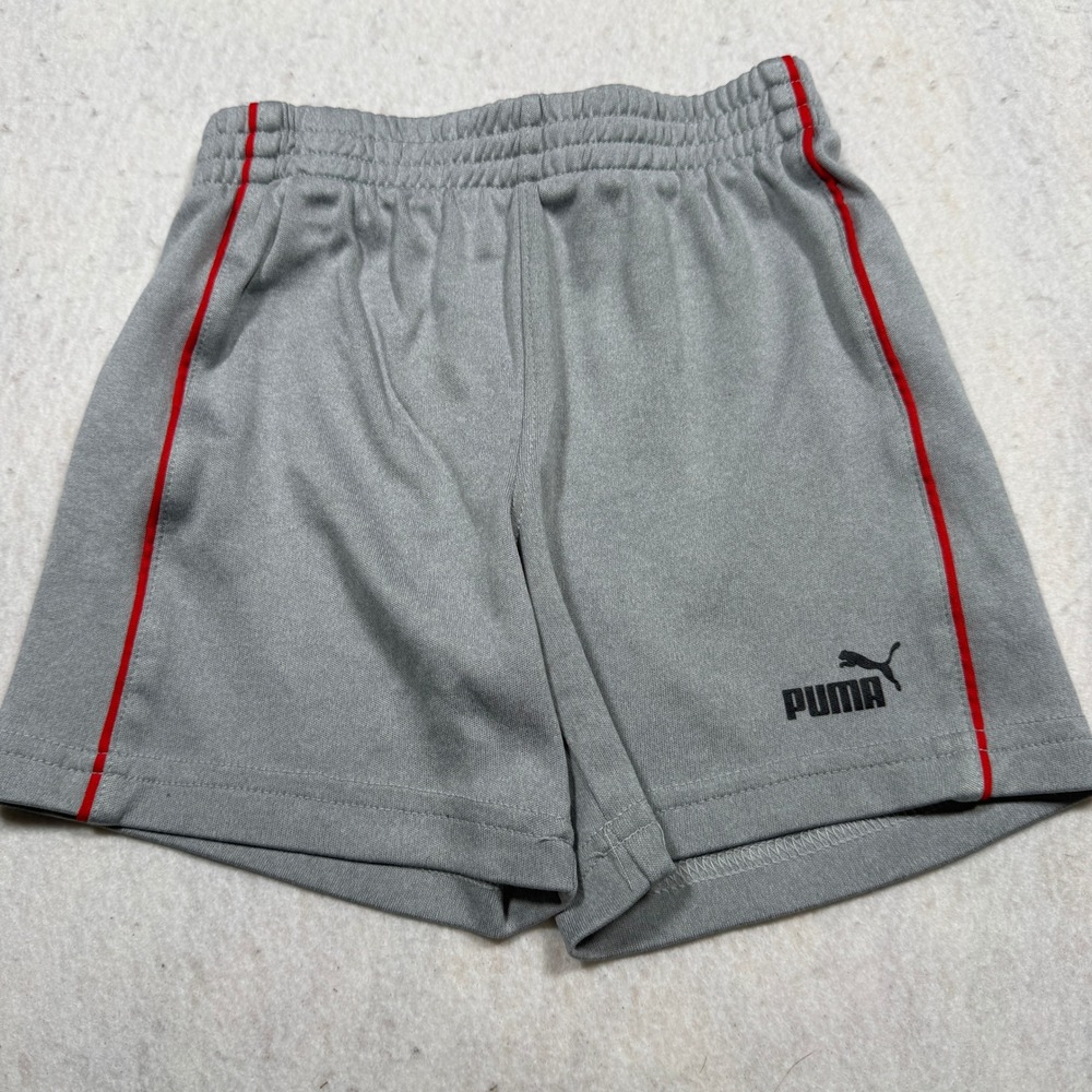 Puma Kids Gray Athletic Shorts Red Side Stripe 18M PBS21-01218